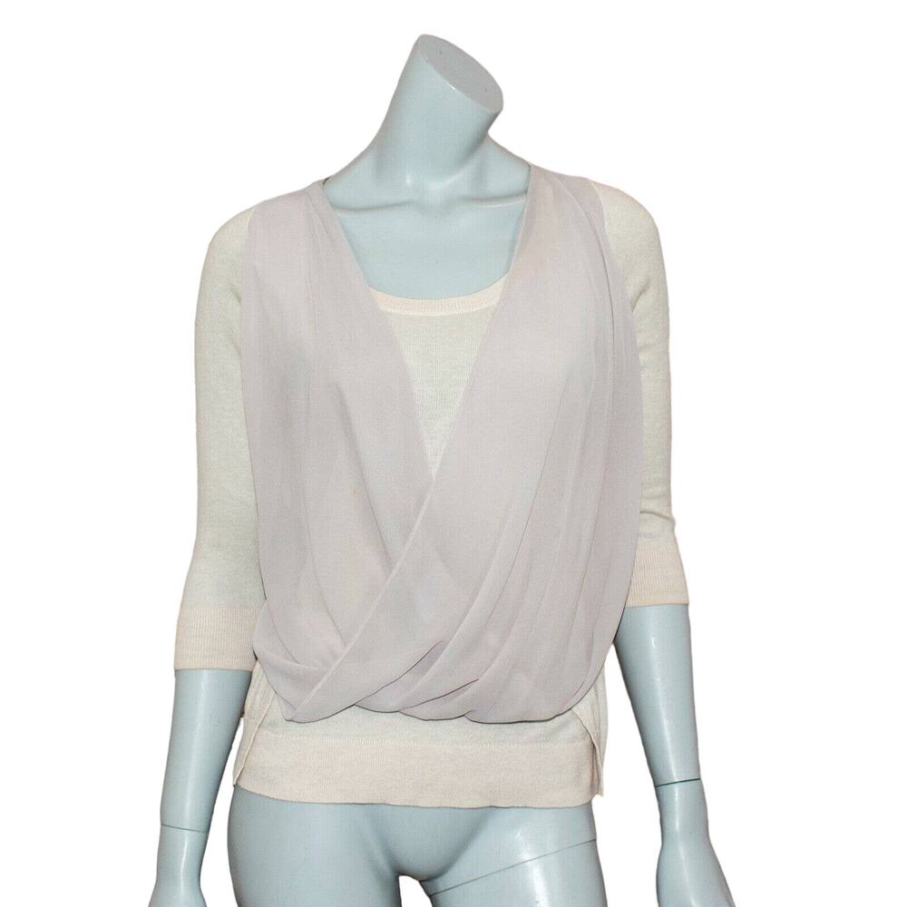 All Saints Small Taybar Sheer Cowl Wrap Sweater Beige